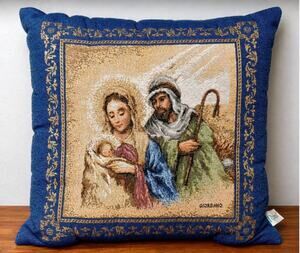 Vintage Nativity Tapestry Pillow Holy Family Christmas Mary Joseph Jesus